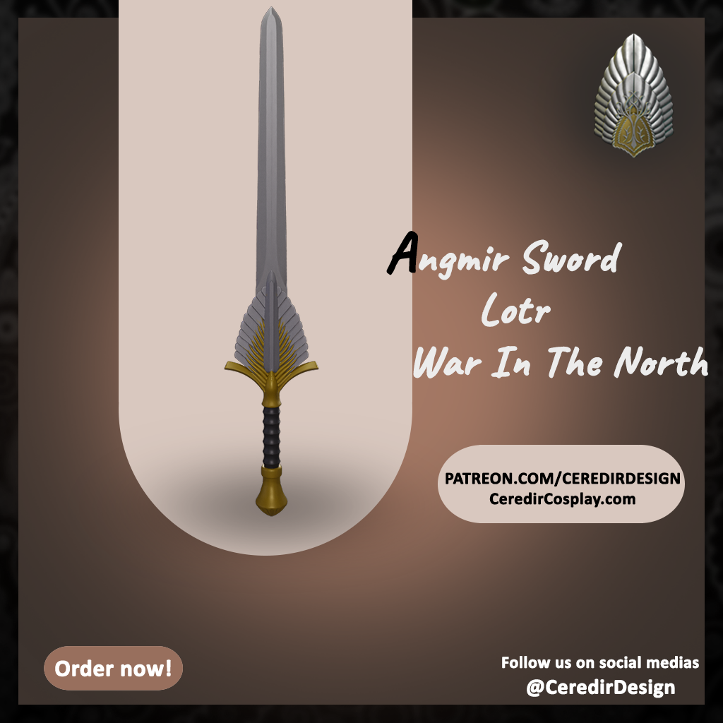 Angmir Sword lord of the rings 3D DIGITAL DOWNLOAD