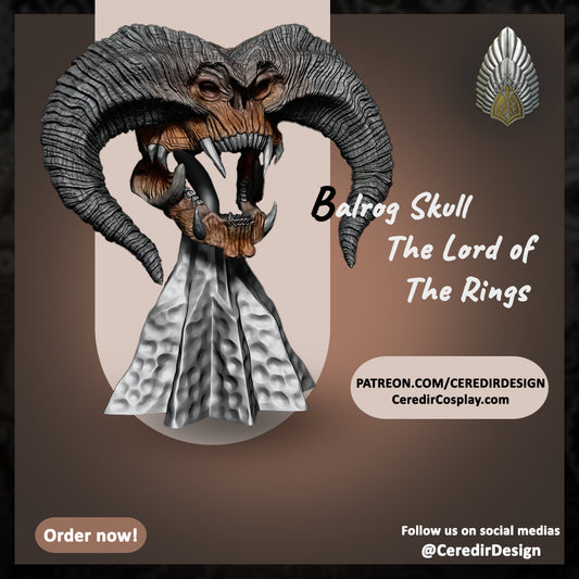 Balrog Skull lord of the rings 3D DIGITAL DOWNLOAD