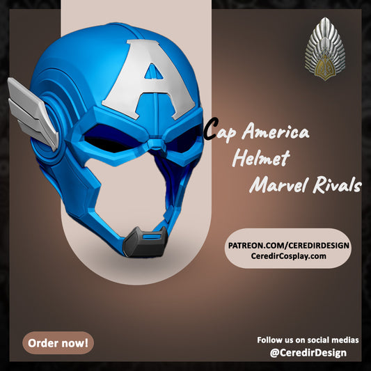Marvel Rivals Captain America Helmet 3D DIGITAL DOWNLOAD