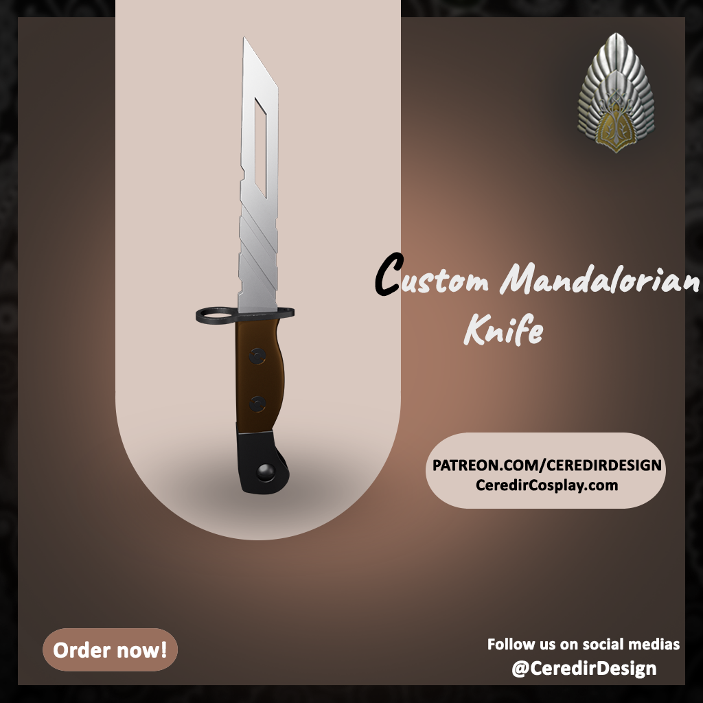 Mandalorian Vibro Knife Star Wars 3d digital DL