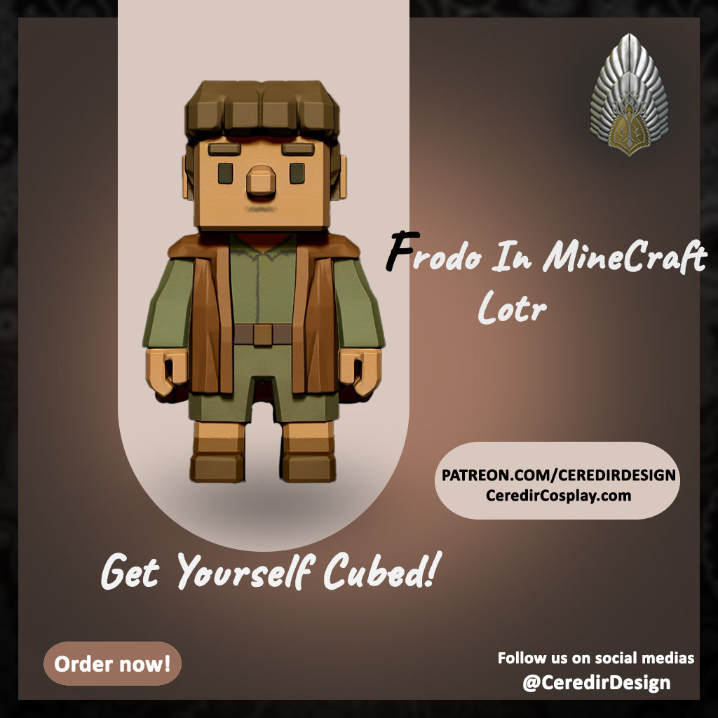 Frodo and Sam Mini fig Minecraft style lord of the rings 3D DIGITAL DOWNLOAD