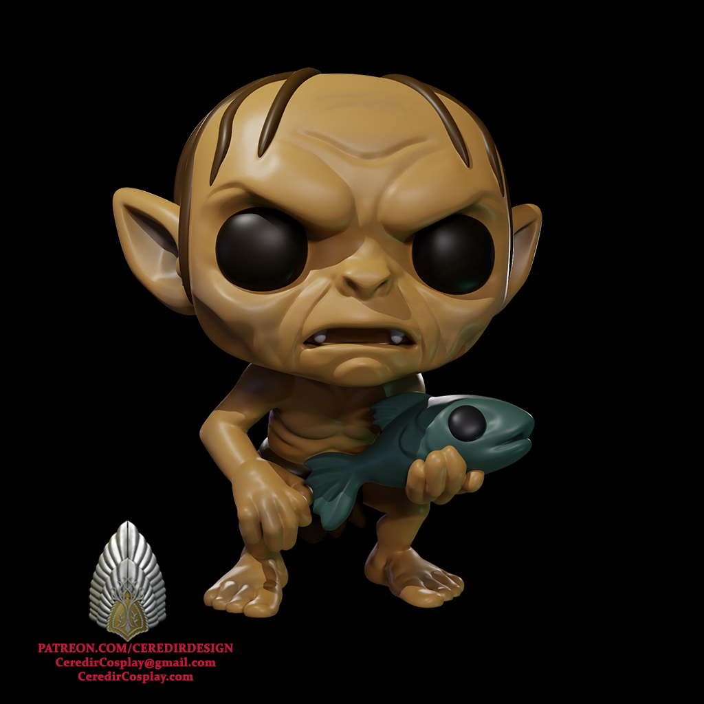 Gollum Pop styled  lord of the rings 3D DIGITAL DOWNLOAD