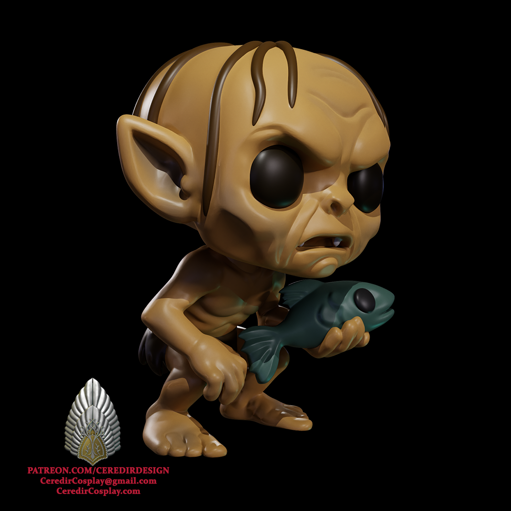 Gollum Pop styled  lord of the rings 3D DIGITAL DOWNLOAD