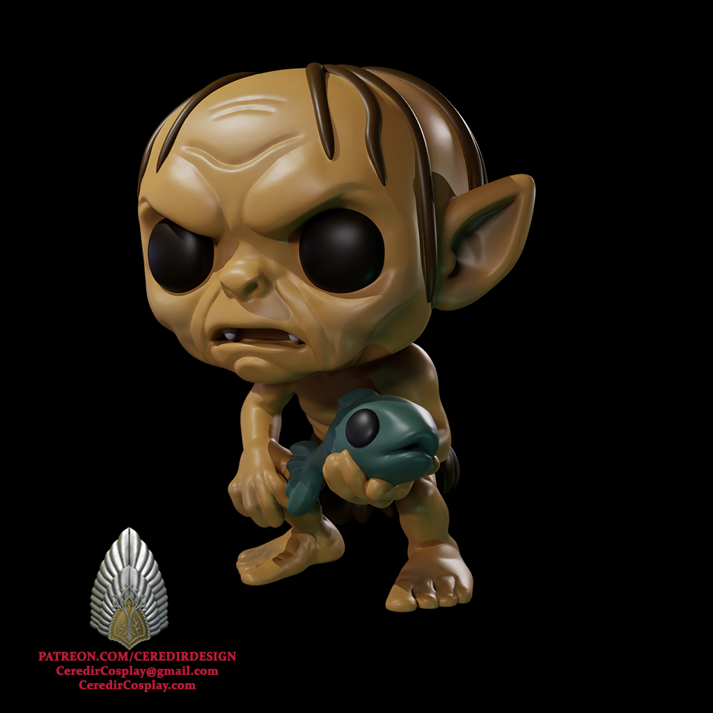 Gollum Pop styled  lord of the rings 3D DIGITAL DOWNLOAD