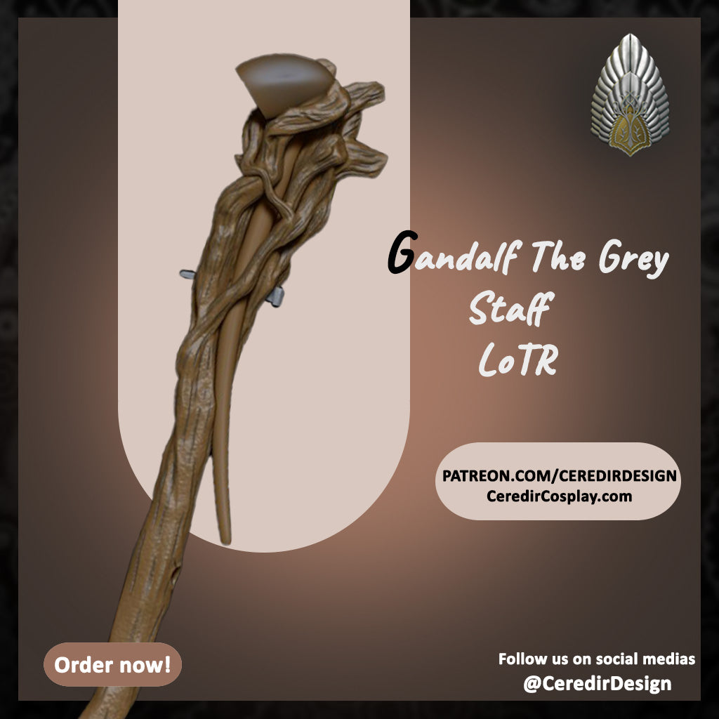 Gandalf the Grey Staff lord of the rings 3D DIGITAL DOWNLOAD