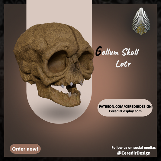 Gollum Skull lord of the rings 3d digital download