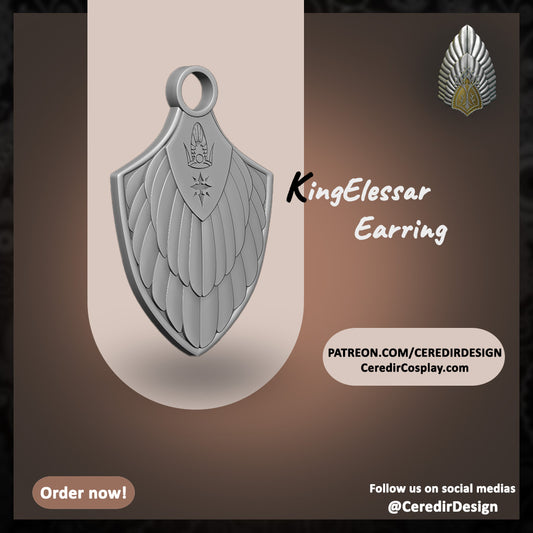 Aragorn Elessar Earrings lord of the rings 3D DIGITAL DOWNLOAD