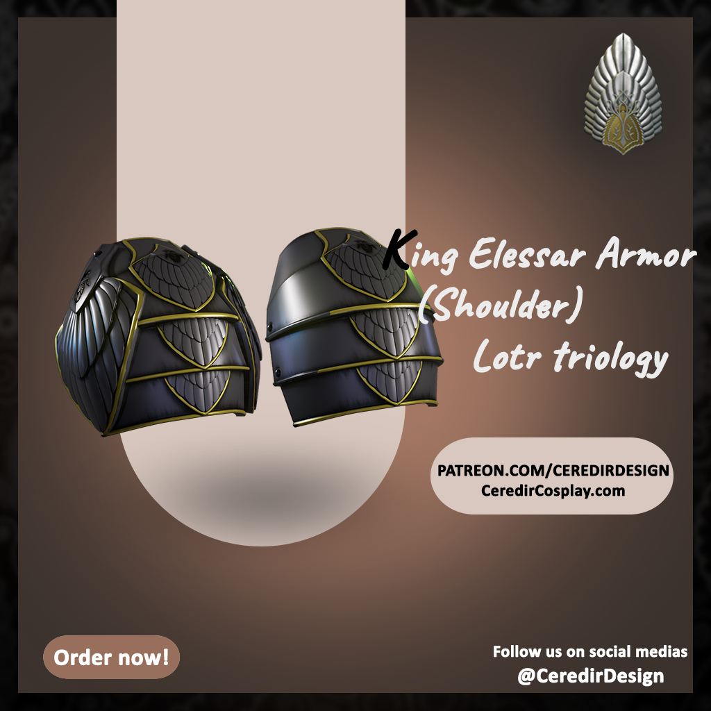 King Elessar Aragorn Shoulder lord of the rings 3D DIGITAL DOWNLOAD