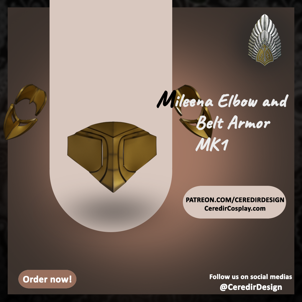 Mortal Kombat Mileena Belt and Elbow armor 3D DIGITAL DL