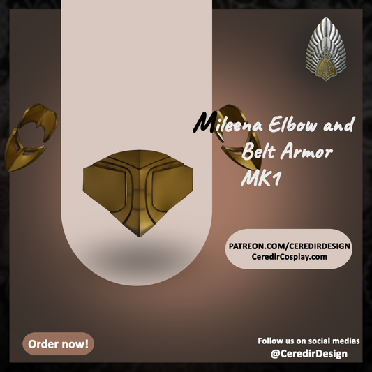 Mortal Kombat Mileena Belt and Elbow armor 3D DIGITAL DL