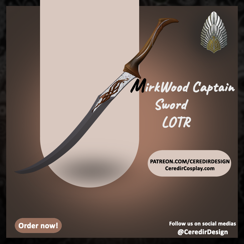 Mirkwood Elves Captain Sword lord of the rings 3D DIGITAL DOWNLOAD