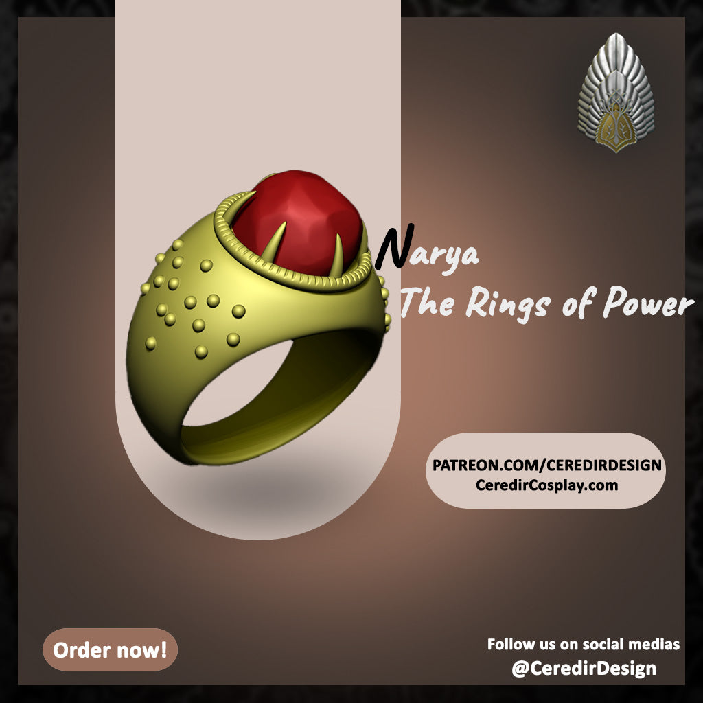 Narya Ring of Power lord of the rings 3D DIGITAL DOWNLOAD – CeredirDesign