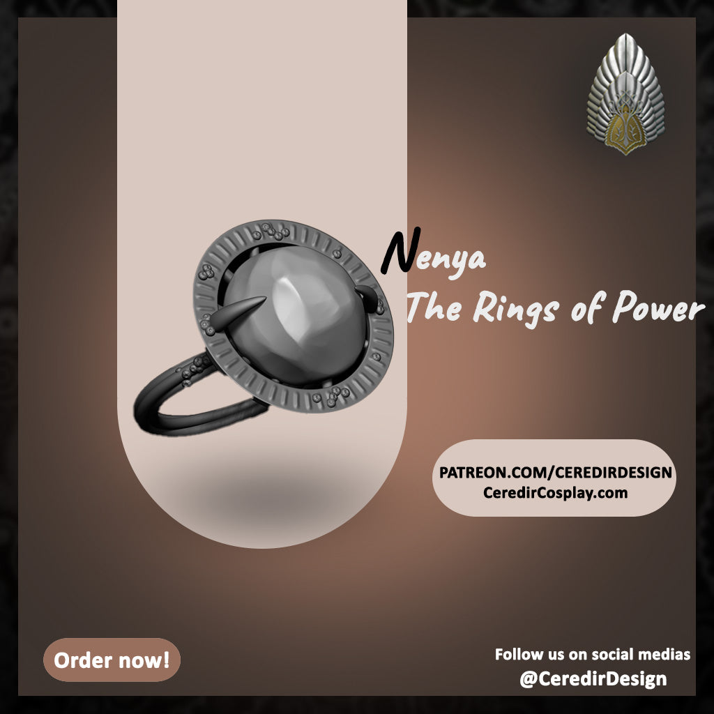 Elvish Rings Nenya lord of the rings 3D DIGITAL DOWNLOAD