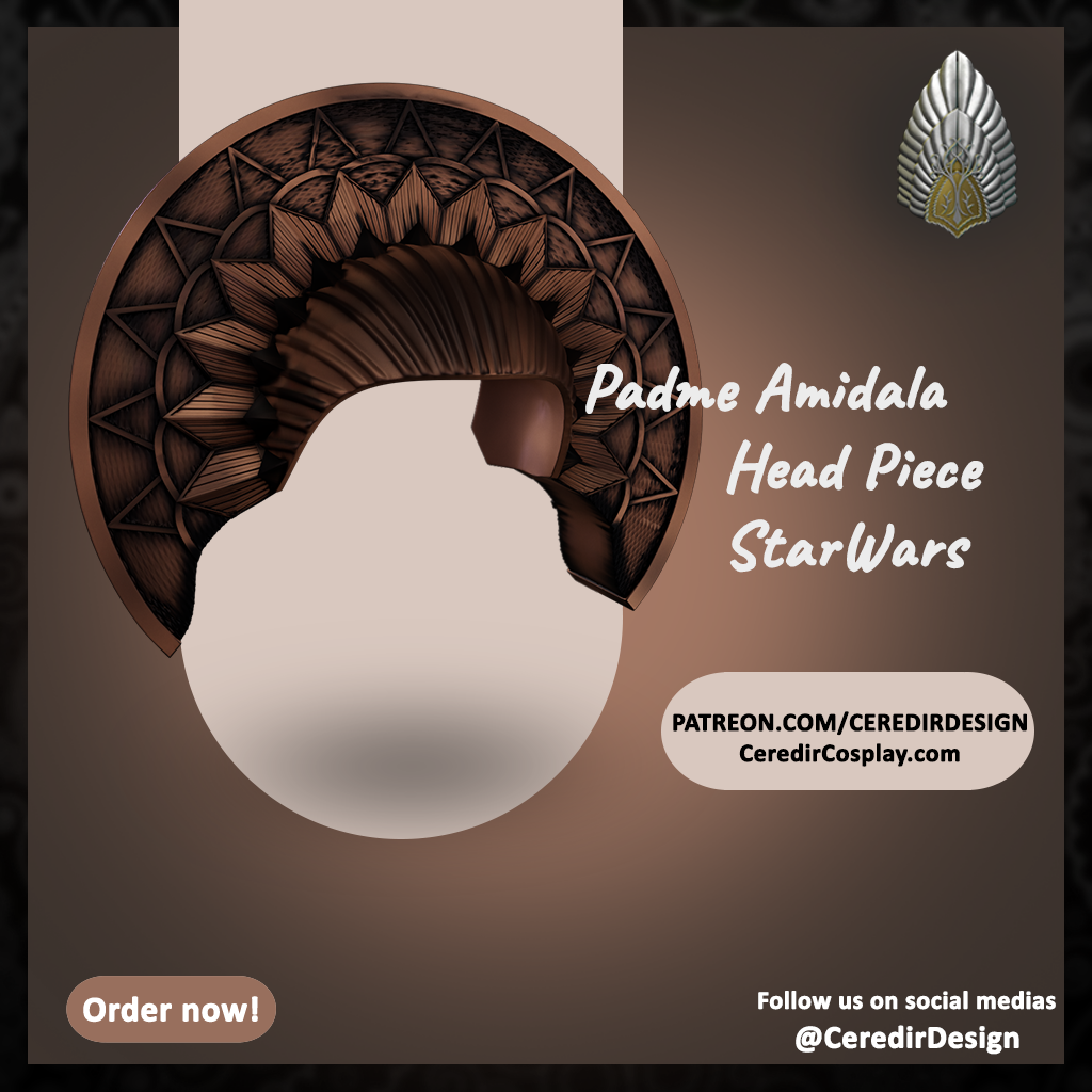 Padme Amidala Refugee Head piece Star Wars 3D DIGITAL DL