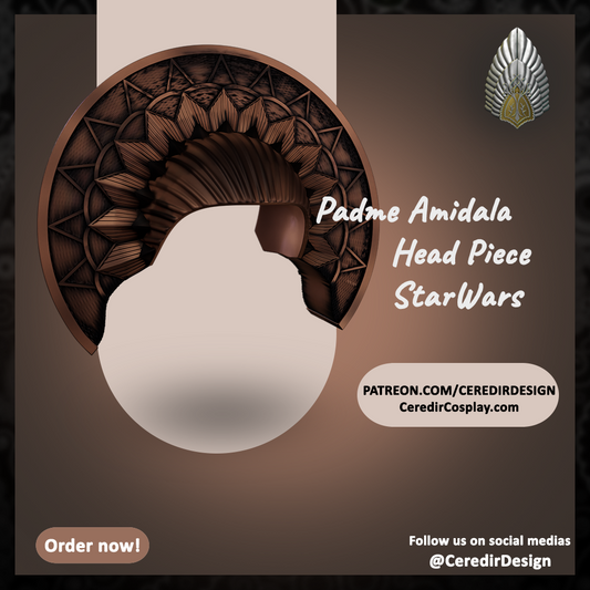 Padme Amidala Refugee Head piece Star Wars 3D DIGITAL DL