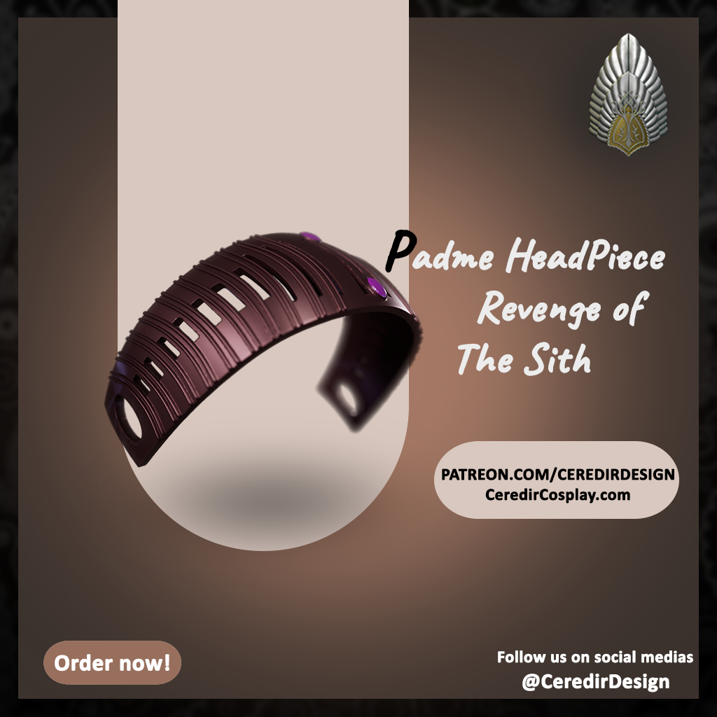 Padme Revenge Of The Sith HeadBand Star Wars 3D DIGITAL DL