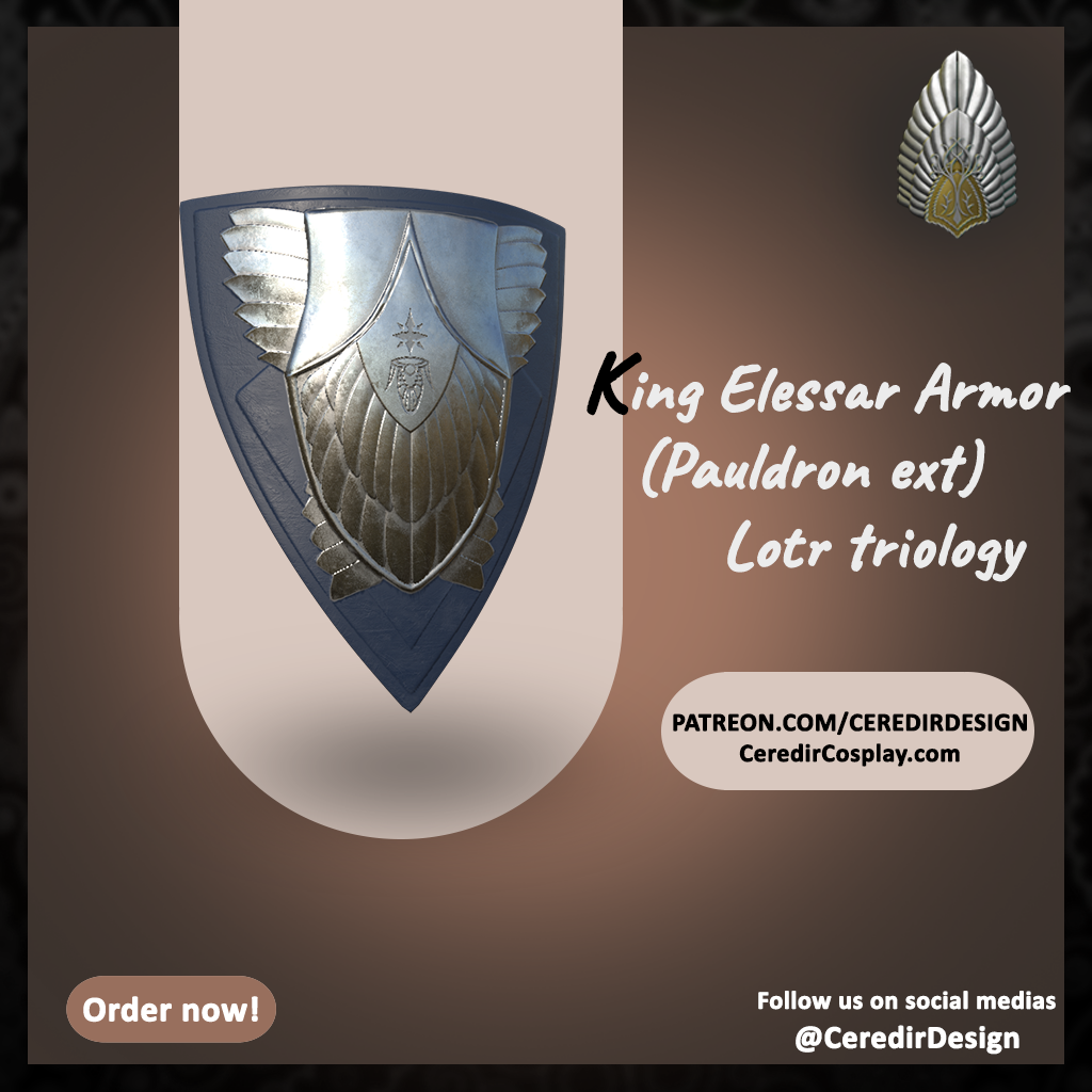 King Elessar Aragorn Pauldron lord of the rings 3D DIGITAL DL