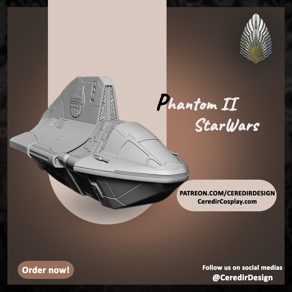 Star Wars Phantom 2 Ship  with Maglev option 3D DIGITAL DL