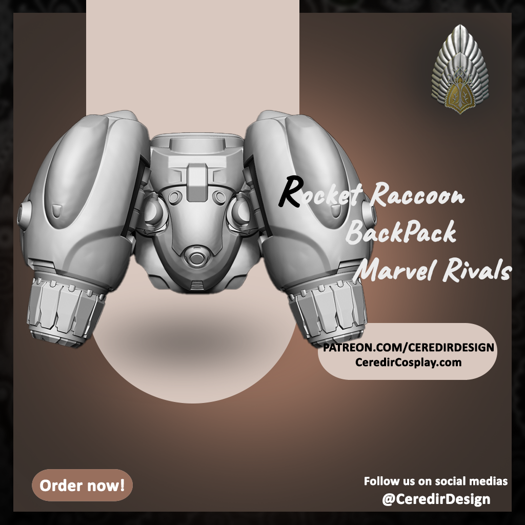 Rocket Raccoon jet PAck Marvel Rivals 3D DIGITAL DOWNLOAD