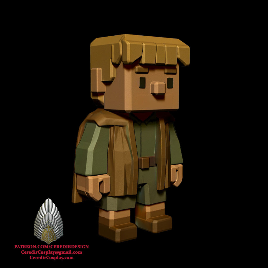 Frodo and Sam Mini fig Minecraft style lord of the rings 3D DIGITAL DOWNLOAD