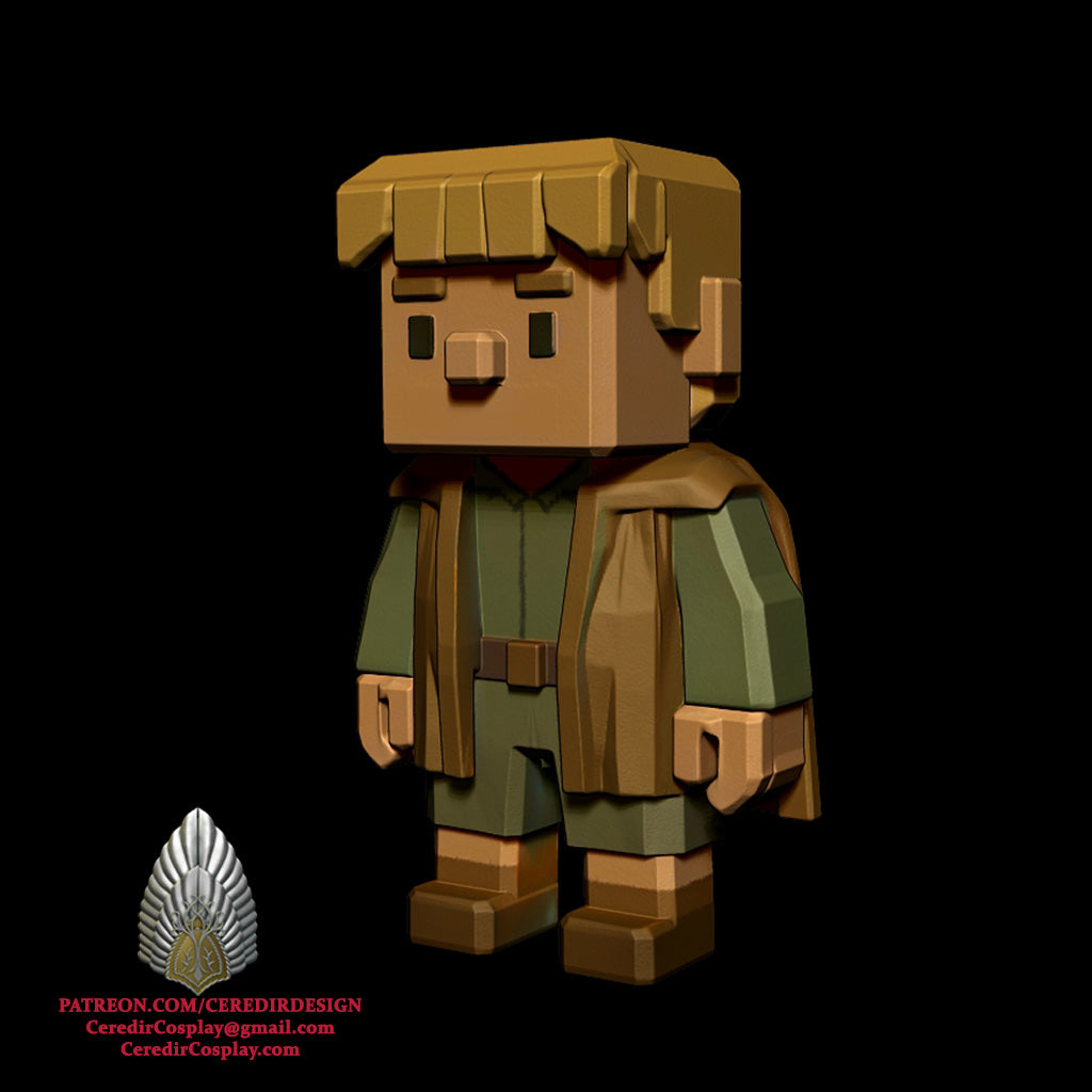 Frodo and Sam Mini fig Minecraft style lord of the rings 3D DIGITAL DOWNLOAD