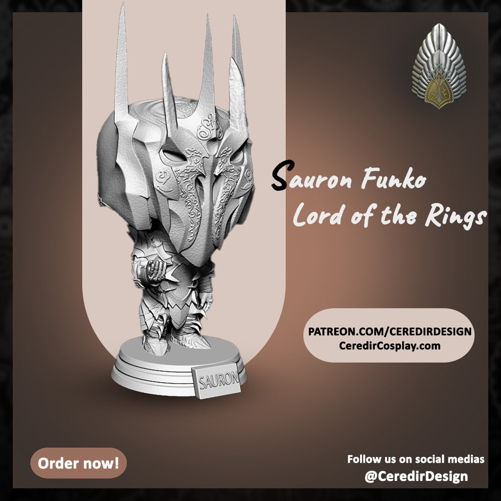 Sauron Pop Inspired Figurine lord of the rings 3D DIGITAL DOWNLOAD