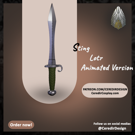Animated Sting Sword lord of the rings 3D DIGITAL DOWNLOAD